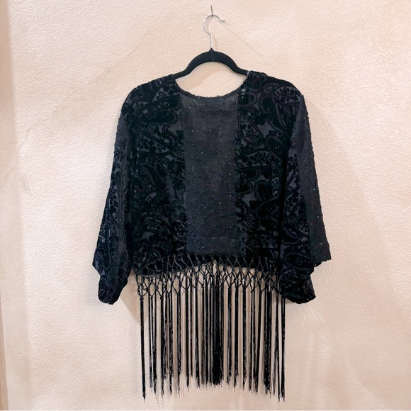 Miss Me - Velvet Fringe Kimono - Amazing quality, unique find! Size Small - Picture 8 of 13